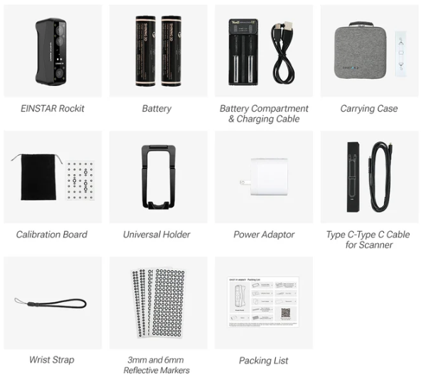einscan rockit 3d scanner contents