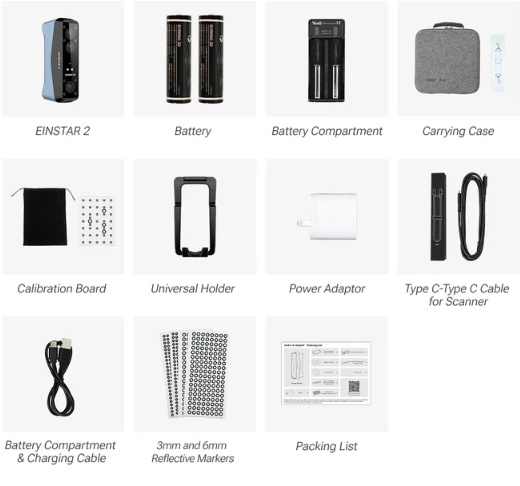 einscan 2 3d scanner contents